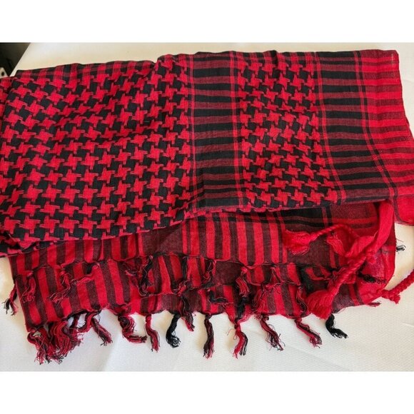 Lovarzi Shemagh Desert Scarf Unisex Red/Black Tactical OS NEW - Picture 4 of 9